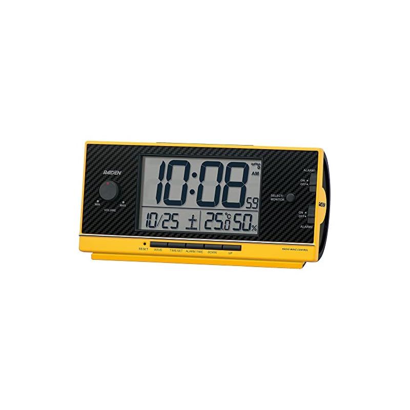 ♥品 セイコークロック 目覚まし時計 電波 デジタル 大音量 PYXIS ピクシス RAIDEN ライデン 黄 77×167×57mm NR539Y 06 黄 0