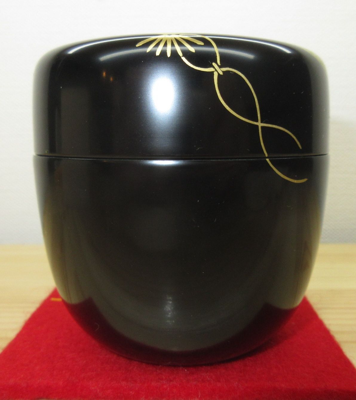 逢絢亭 茶道具 中棗 山中塗 黒塗 扇面七宝蒔絵 中村湖彩 共箱入り