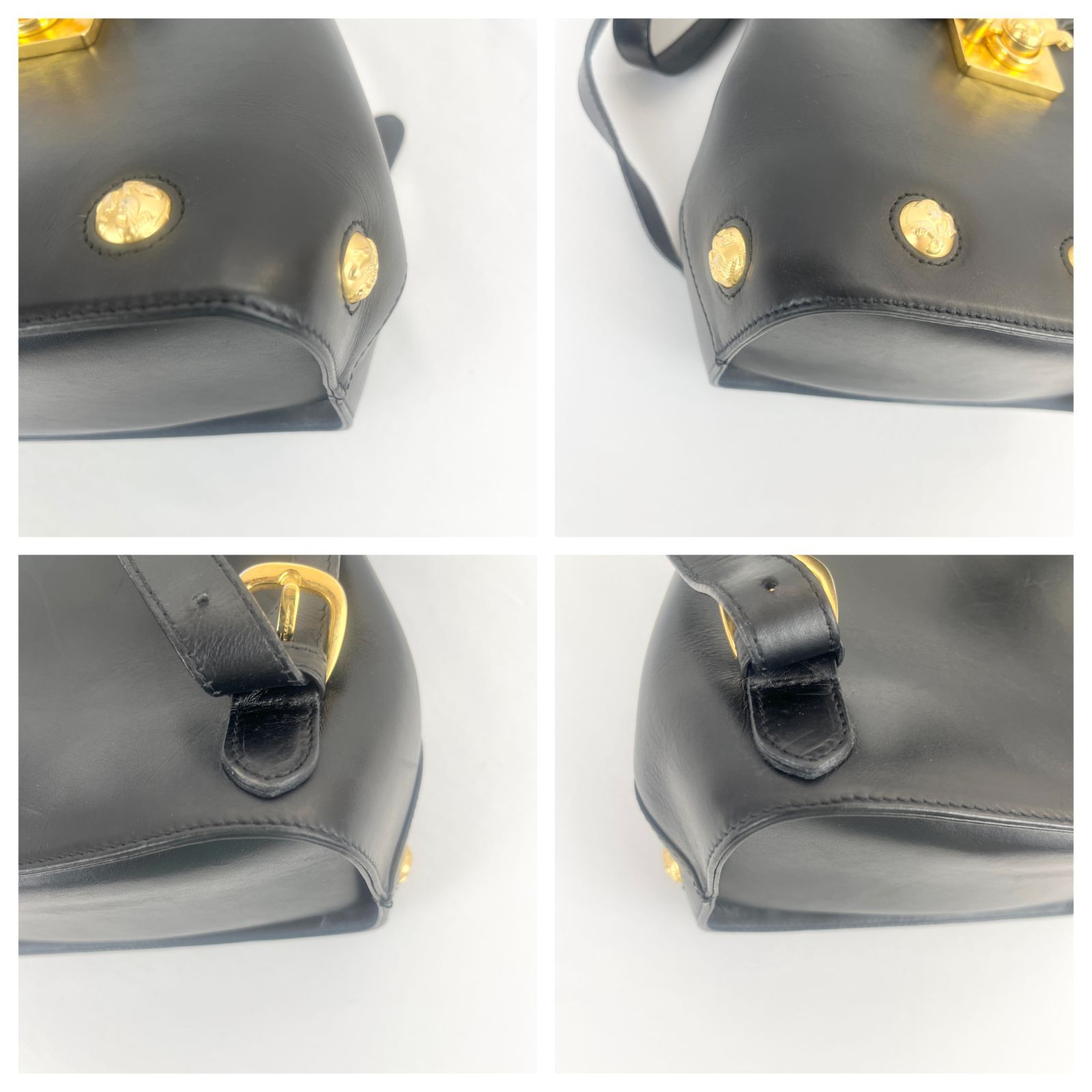 美品⭐️フェラガモ　レザー ブラック バックパック ゴールド金具 美品】Salvatore Ferragamo フェラガモ ミニリュック レザー