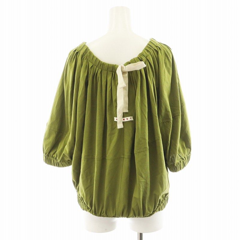 マルニ MARNI 22SS シャツ ブラウス 5分袖 バックリボン 40 カーキ THJE0252EO /AN48 レディース マルニ MARNI 22SS シャツ ブラウス 5分袖 バックリボン 40