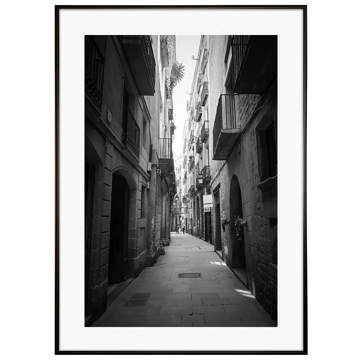 スペイン写真 バルセロナの路地 インテリア モノクロアートポスター 