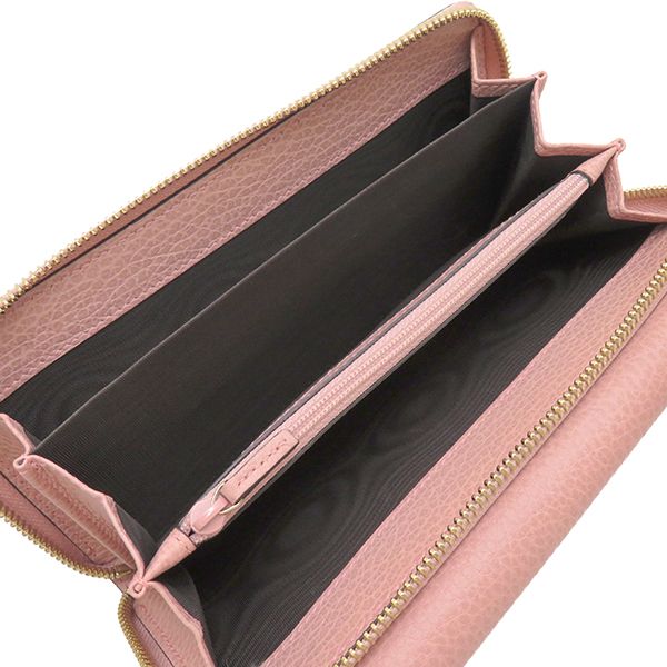 グッチ GUCCI 長財布 インターロッキングG レザー ピンク ゴールド金具