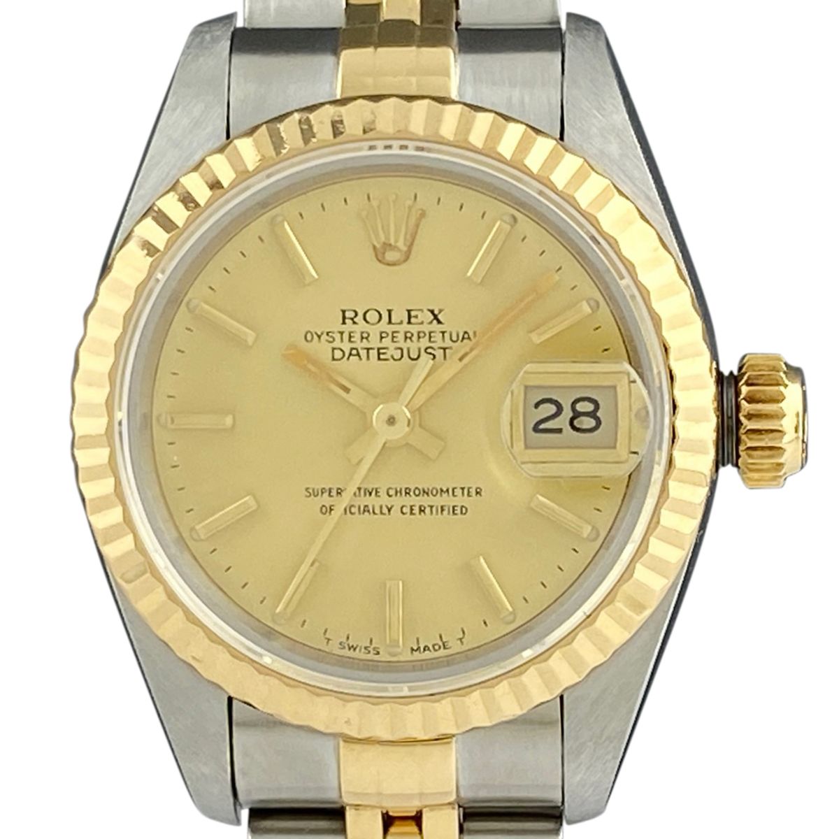 在庫一掃 OH済 ロレックス ROLEX デイトジャスト 69173 腕時計 SS YG 自動巻き シャンパンゴールド レディース