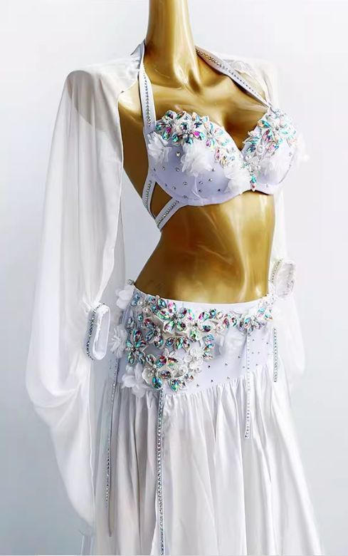 ベリーダンス衣装 ブラスカートセットアップ 白/黒 オーダーメイド