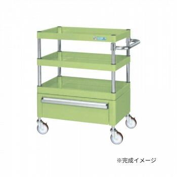 サカエ CSパールワゴン中量タイプ 引出し付 グリーン CSP-6073CNU