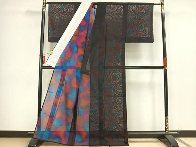 平和屋着物＊夏物 小紋 紗 霞文 正絹 逸品 CAAS8162vp