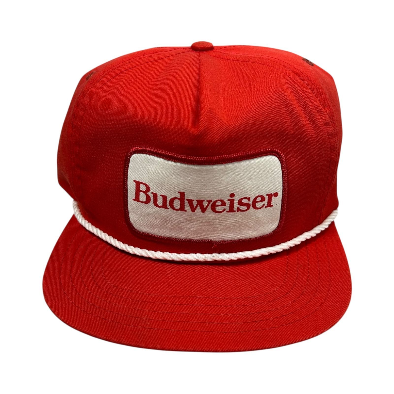 80s 90s バドワイザー ビール 企業 紐 スナップバック キャップ サイズ フリー 赤