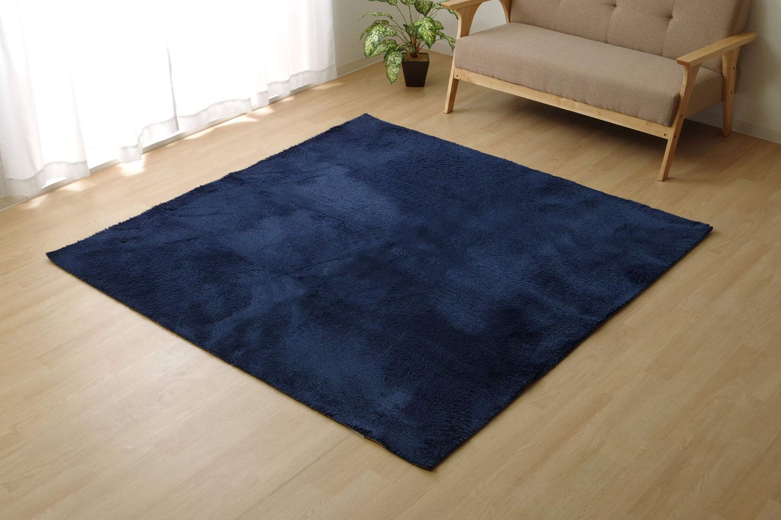 イケヒコ コーポレーション 1畳 長方形 シャギー調 ラグ ラルジュ IB 約90×185cm ネイビー 3967489 ホットカーペット対応