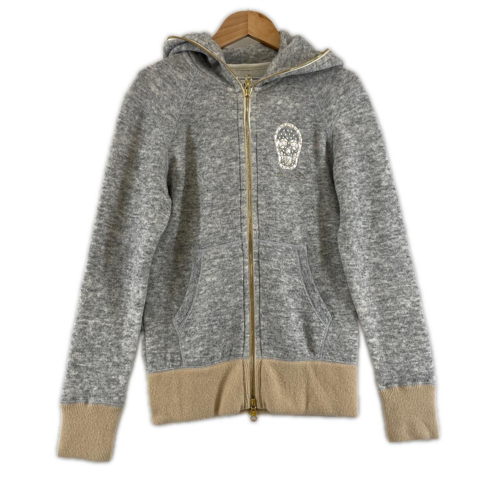 美品 MARK&LONA マークアンドロナ フルジップニットパーカー ブランドロゴ 秋冬 AW パーカー ウール/ポリエステル グレー レディース 38(M) ゴルフウェア【古着】【中古】 美品 MARK&LONA マークアンドロナ フルジップニットパーカー ブランド