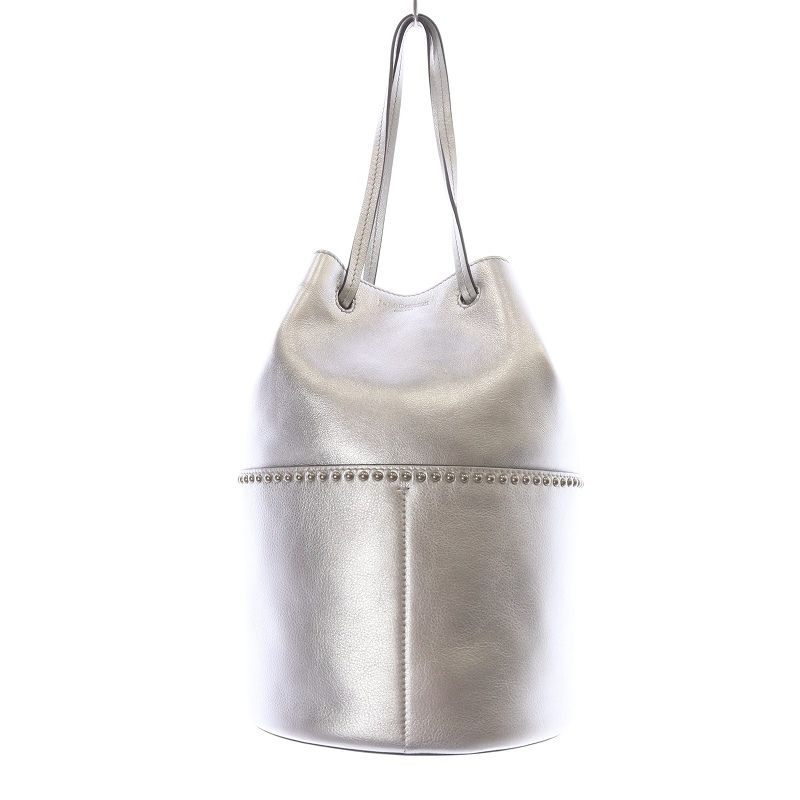 ジェイ-エムデヴィッドソン J-M Davidson MINI DAISY WITH STUDS ハンドバッグ ロゴ レザー シルバー色