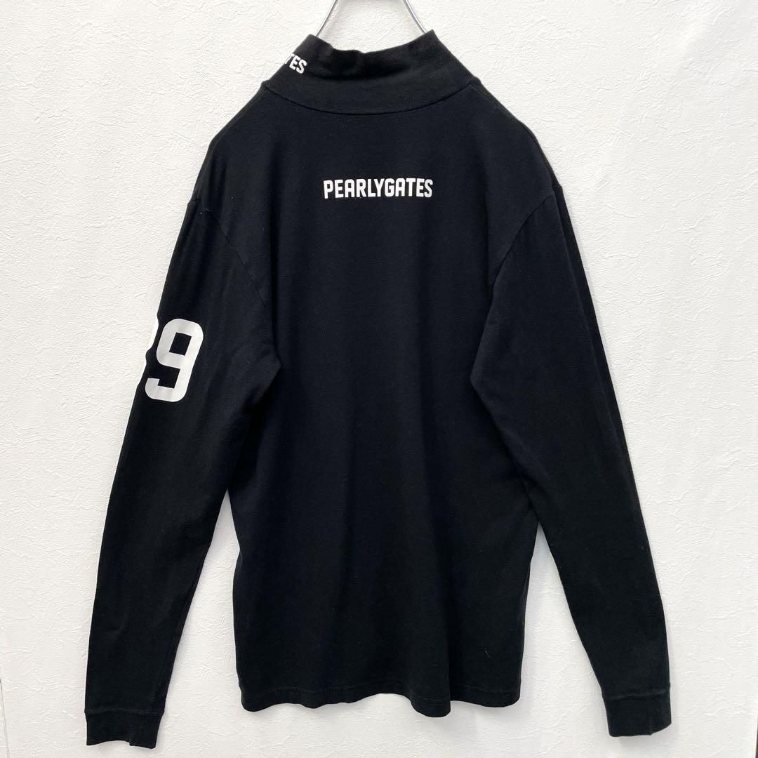 PEARLY GATES パーリーゲイツ 長袖モックネックTシャツ ロゴプリント 大人気】パーリーゲイツ モックネック プリントロゴ 長袖Tシャツ