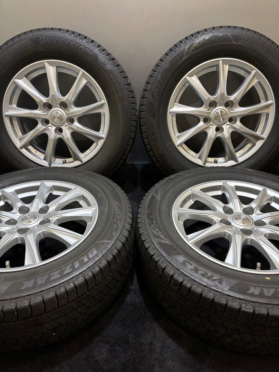 225|65R17 BRIDGESTONE|VRX3 22年製 DUFACT 17インチ 6.5J 40 120 5H スタッドレス 4本 40アルファード ヴェルファイア 南1-J195