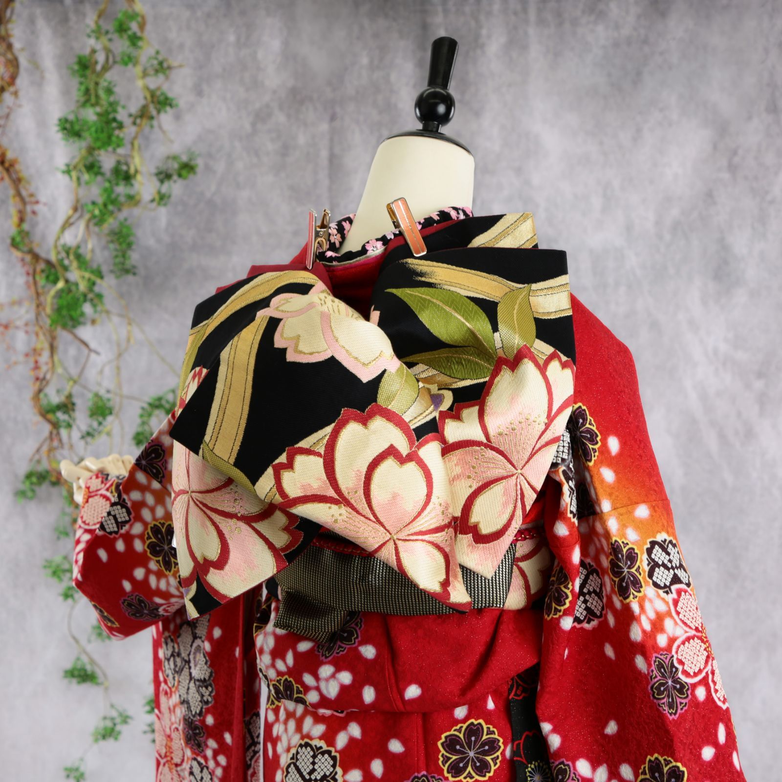 振袖フルセット 振袖セット 振袖 S～Mサイズ 中古 赤×大正ロマン 美品