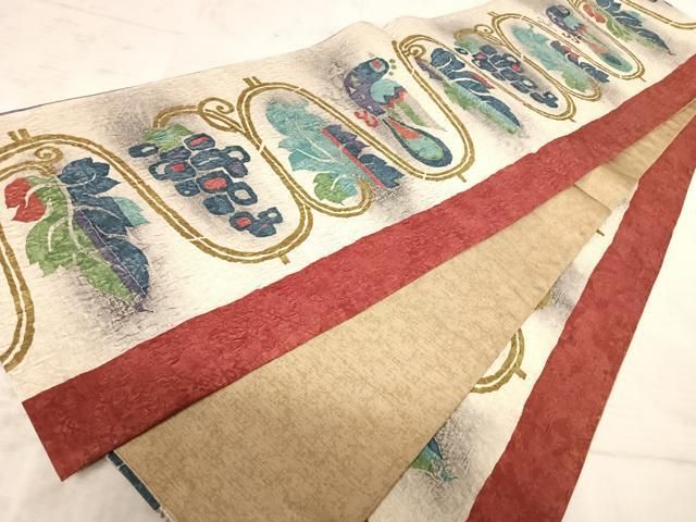 袋帯　蔦葡萄　西陣織　金華山　モール織　正絹　金銀糸　美品　逸品 miyagawa-kimono_sb52144