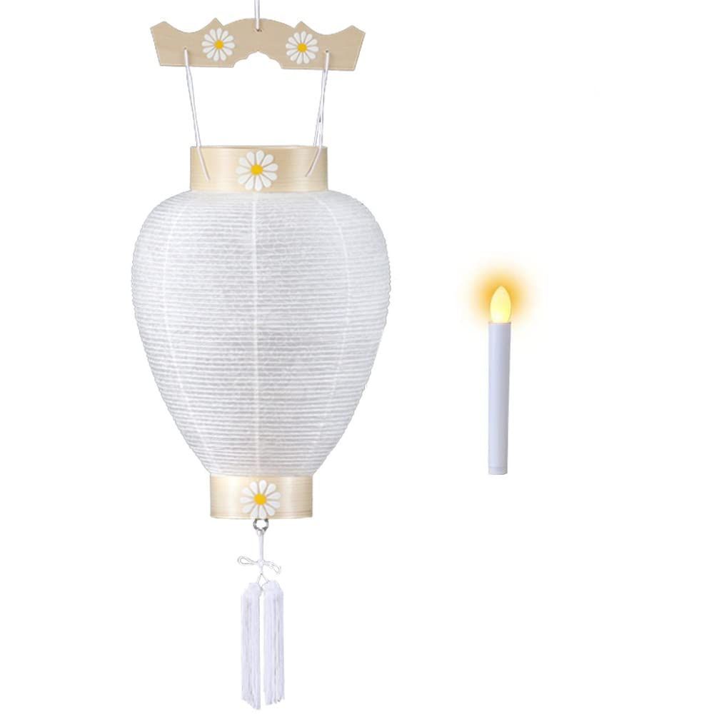 盆提灯 岐阜提灯 柾 白紋天 LEDローソク灯付 初盆用 高さ46cm×幅 火袋直径 24cm No.70