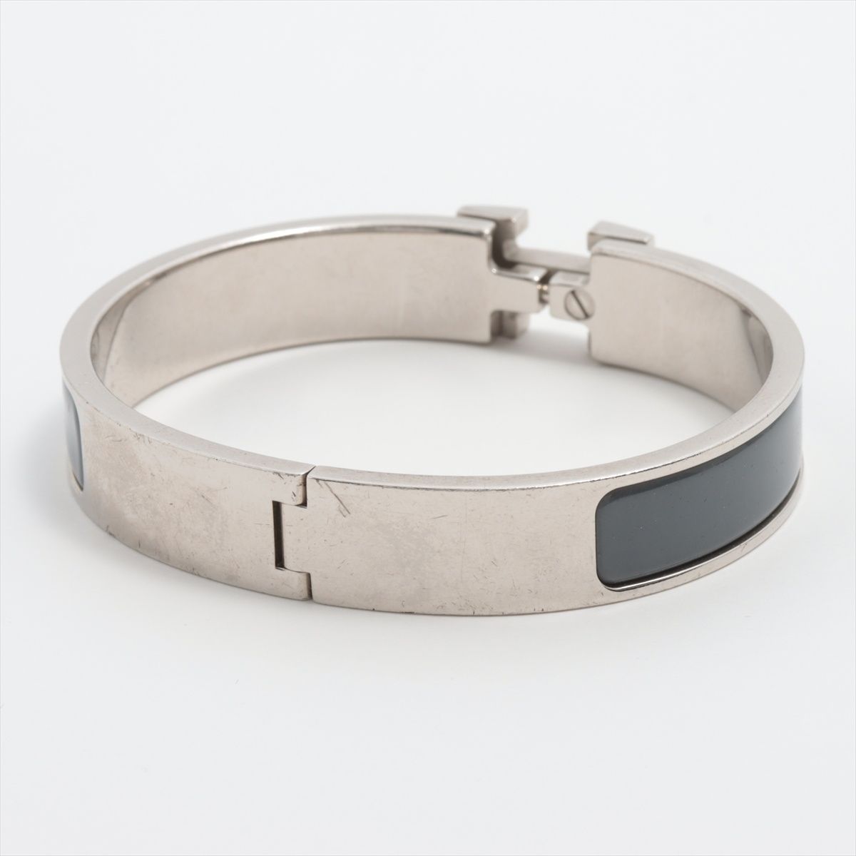 HERMES/エルメス クリッククラック PM グレー/シルバー バングル