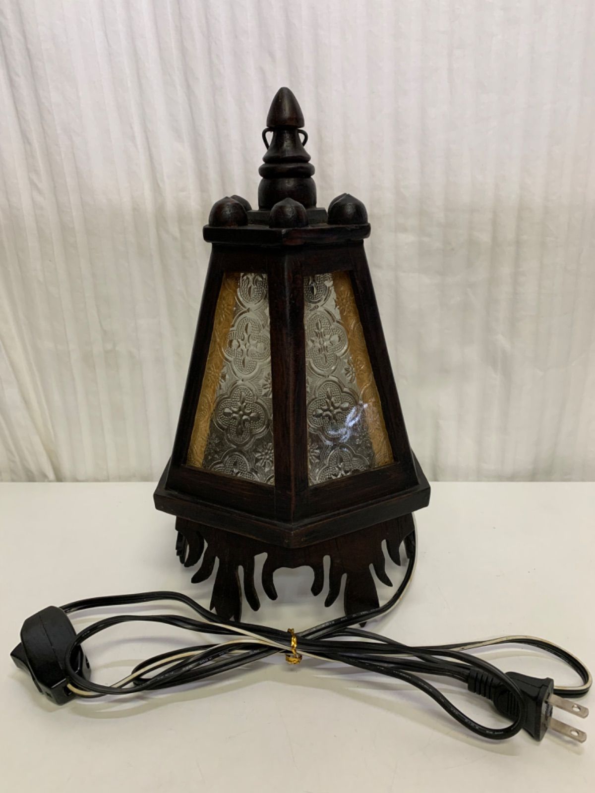 ランプ ステンドグラス テーブルランプ 照明 木製 壁掛け 昭和