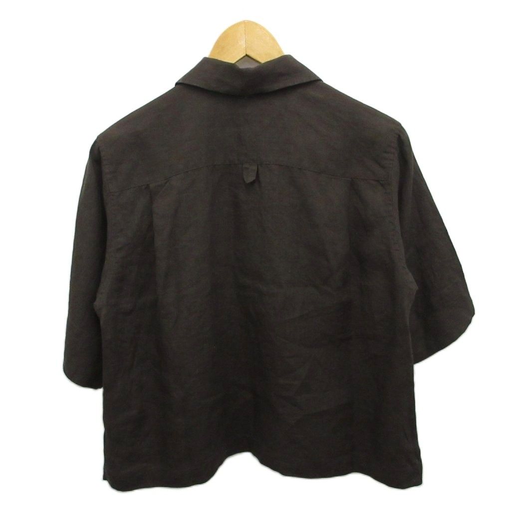 マーガレットハウエル HOWELL LINEN VOILE シャツ 半袖 麻 リネン 1 S こげ茶 578-3152003