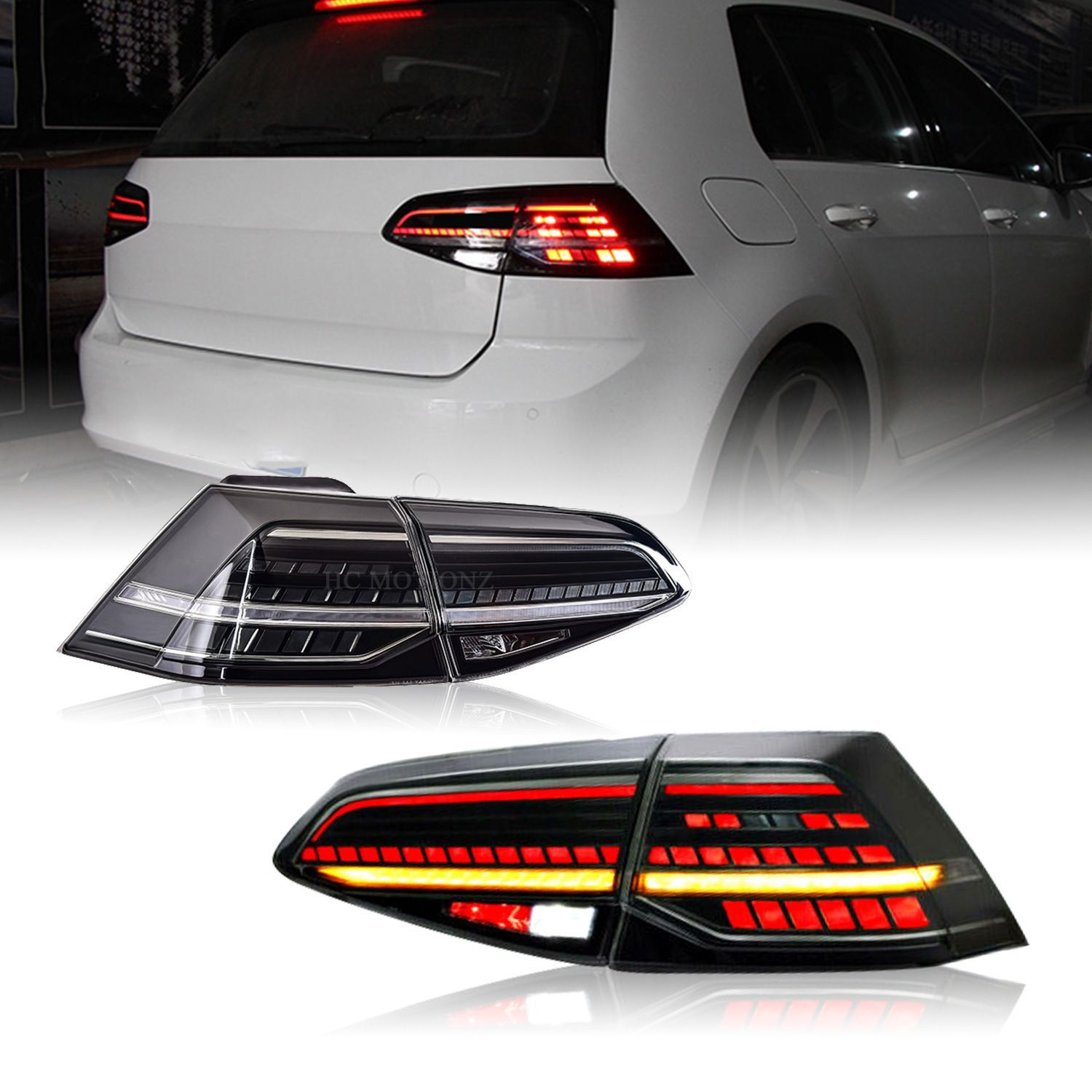 【動作確認済】 ゴルフ7テールランプ7.5風 LEDテールランプ スモークTSI VW GOLF7(7.5) テールランプ ウインカー スモークフィルム|VW