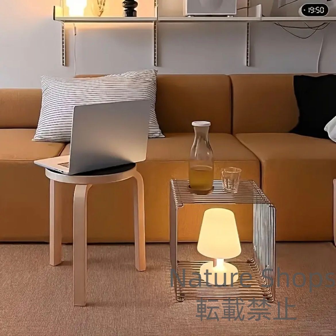 スチール製スリムサイドテーブル ブラック 直径35cm 高さ51cm ソファ