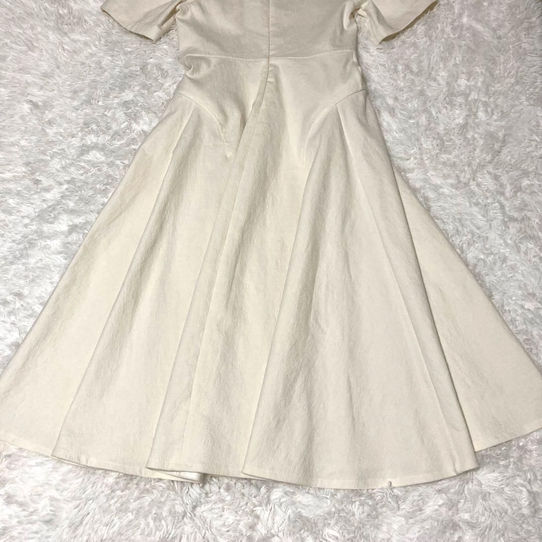 最高の一品】BOTTEGA VENETA フレア ワンピース アイボリー 42