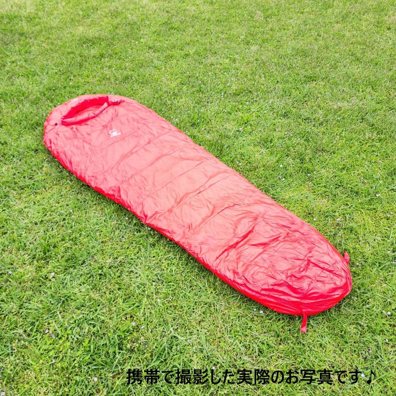 アウトドア　防水　グース　ダウン　マミー型 寝袋　シュラフ オレンジ　400g