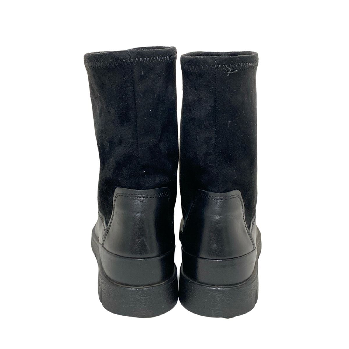 ecco エコー　日本製　 レザー スエード ショートブーツ　黒 ECCO(エコー) ショートブーツ 38 レディース - 黒 HYDROMAX