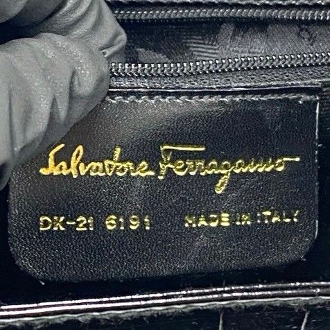 ほぼ未使用 希少品 Salvatore Ferragamo サルヴァトーレフェラガモ クロコ 型押し レザー 2way ハンドバッグ ショルダーバッグ  黒 04778 - メルカリ