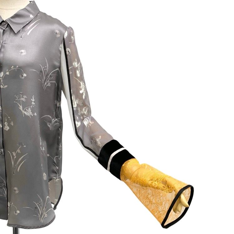 未使用品 Mame Kurogouchi マメクロゴウチ Silk Lame Print Sleeve 