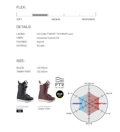 新品未使用 25-26 SALOMON BOOTS PEARL BOA BLACK/WHITE/GOLD