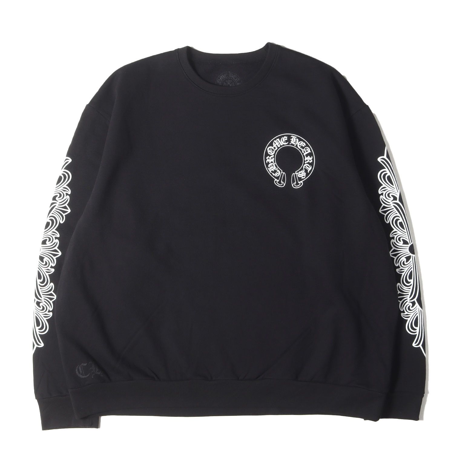 CHROME HEARTS クロムハーツ スウェット ブラック 黒 サイズ XL 24SS ホースシュー-フローラルクロス クルーネック スウェットシャツ SWTSHRT PLVR トップス トレーナー メンズ