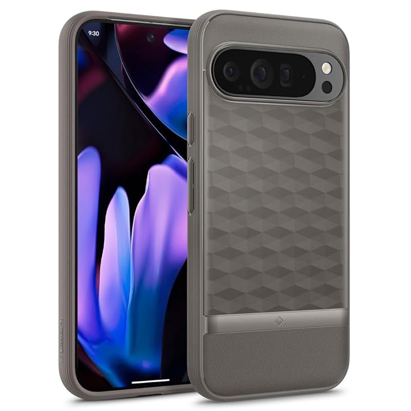 Caseology Google Pixel9 Pro XL 対応ケース 【米軍MIL規格】 落下防止 立体ハニカムパターン グーグル ピクセル9プロ XL 用 カバー パララックス（アッシュグレー） 0