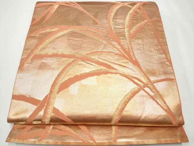 平和屋着物●西陣 川島織物 六通柄 本袋帯 枝葉文 金糸 引箔 正絹 CAAY2775hy