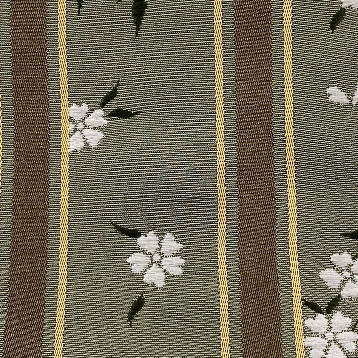 名古屋帯 名品 松葉仕立て 紬地 幾何学 茶色 正絹 【中古】