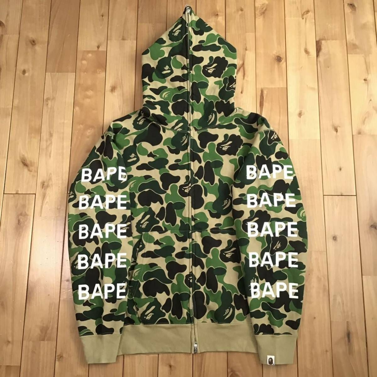 BAPE LOGO ABC CAMO FULL ZIP HOODIE Lサイズ a bathing ape エイプ ベイプ アベイシングエイプ パーカー  迷彩 ABCカモ green - メルカリ