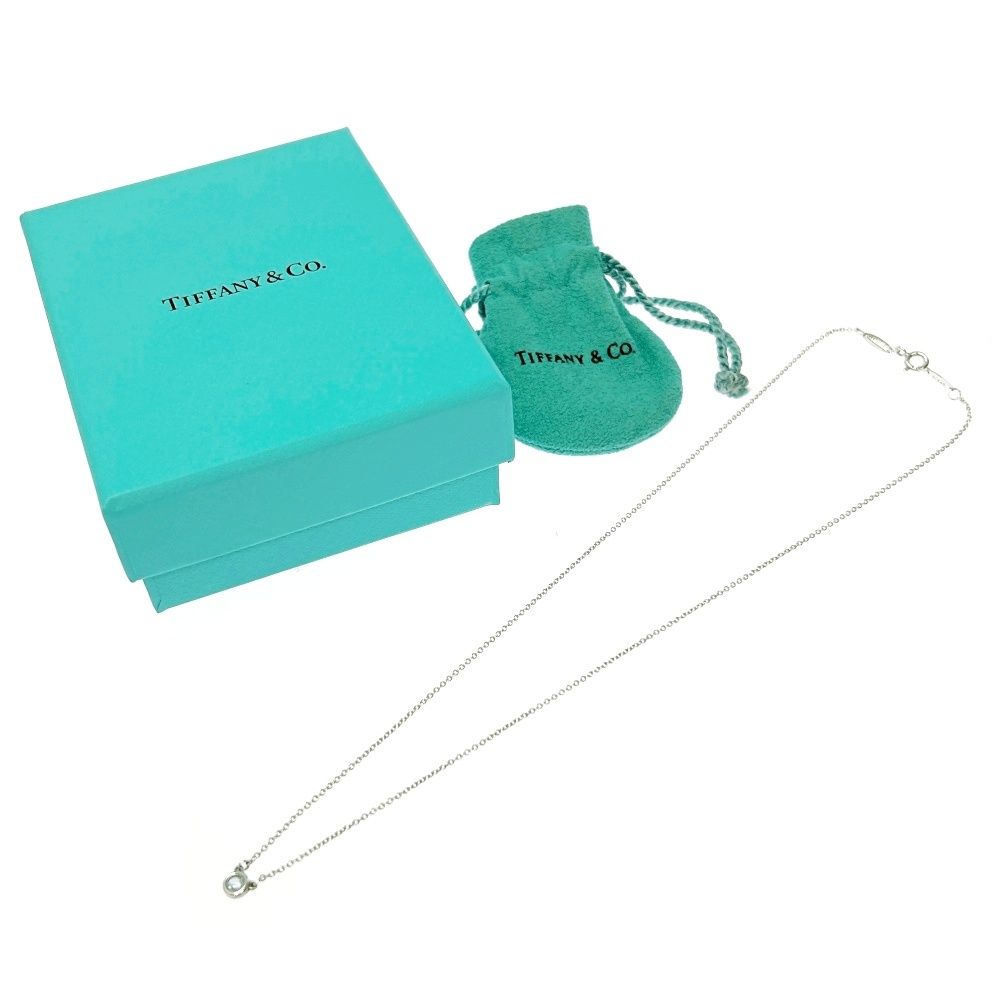 【】【箱付き】 TIFFANY&Co. ティファニー シルバー アクアマリン バイザヤード ネックレス 1.6g 925刻印 424181 ネックレス