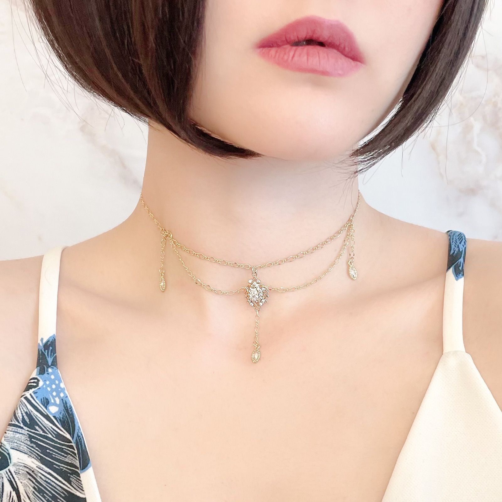 儚い夢:キュービックジルコニアのチョーカーネックレス SV421 儚い夢:キュービックジルコニアのチョーカーネックレス SV421