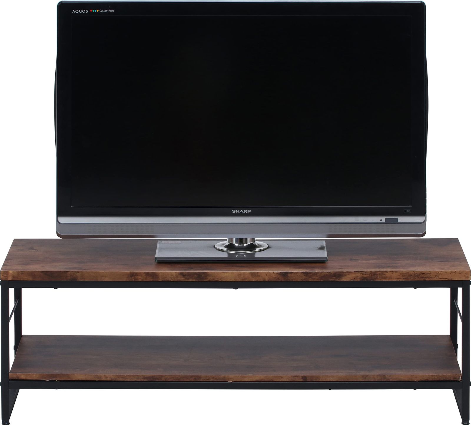 人気商品 ブラウン ローボード 幅120×奥行40×高さ40cm ヴィンテージ風 42型推奨 収納棚 32型 組立商品 テレビボード ナビア テレビ台 14646 不二貿易