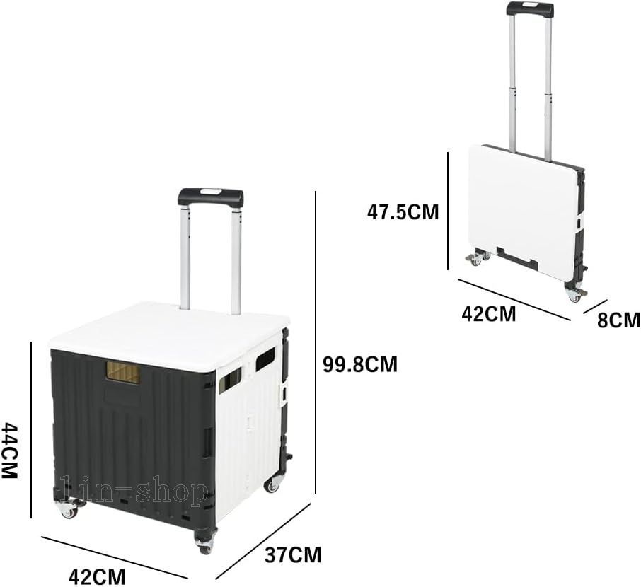 JPMG キャリーカート 折りたたみ ふた付き ショッピングカート ストッパー付き 360°回転 4輪静音