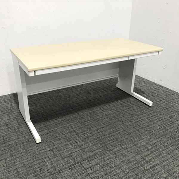平デスク インベント 引き出し付 オフィスデスク W1400 コクヨ ホワイトナチュラル