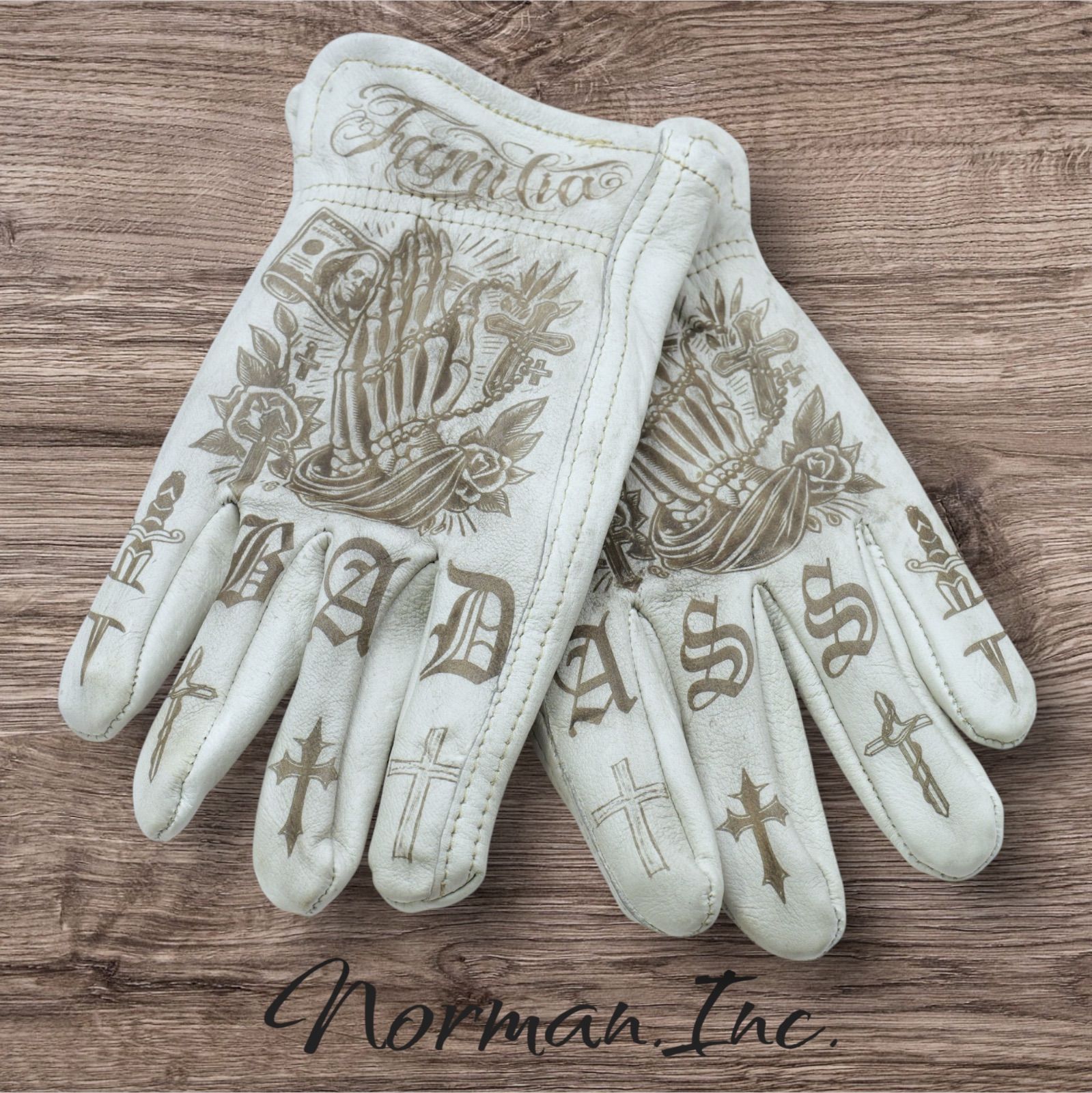 牛革 レザーグローブ ホワイト 白 アメリカン バイク ハーレー