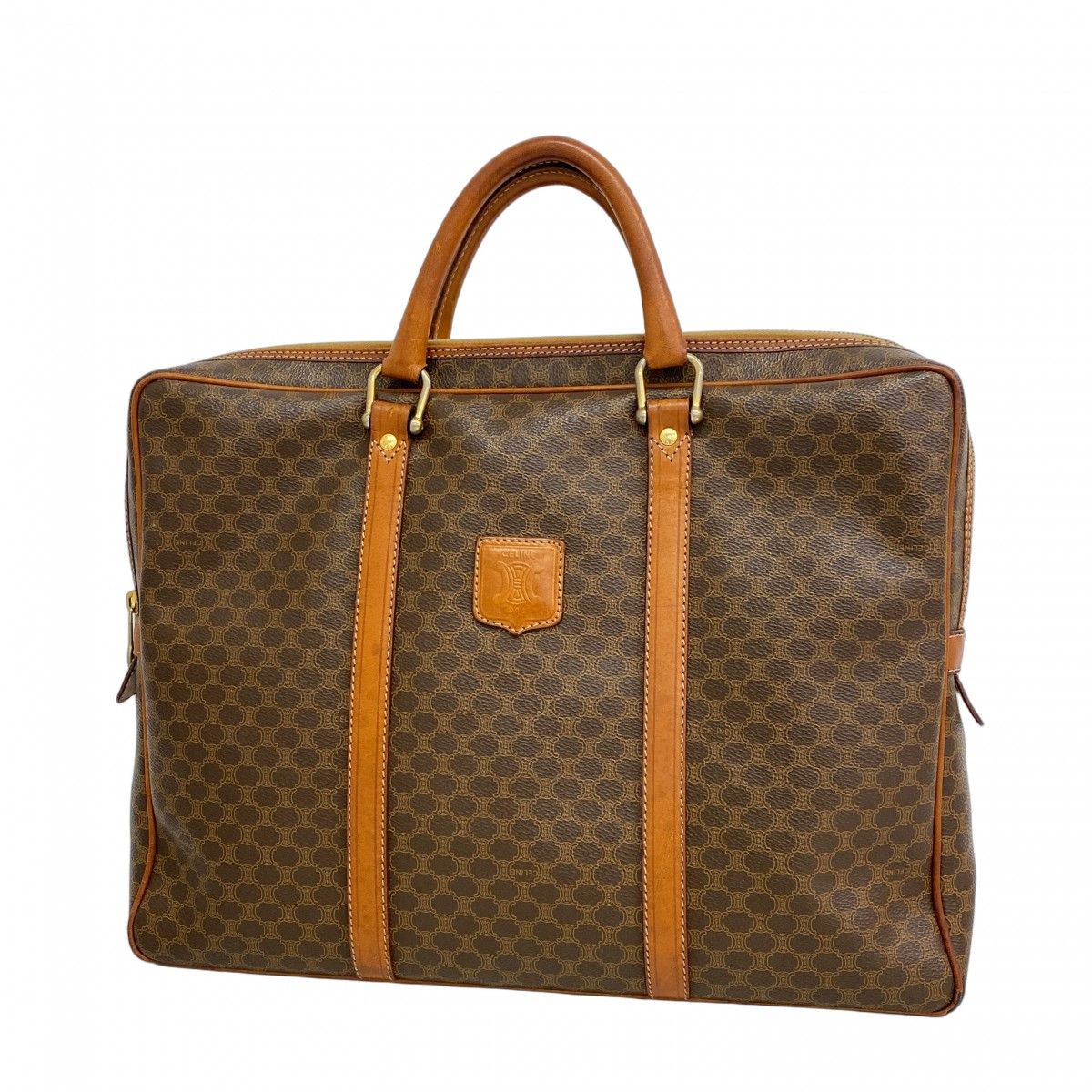 5mc3820 セリーヌ ブリーフケース マカダム PVC ブラウン ゴールド金具 メンズ