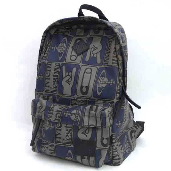 極美品 ヴィヴィアン バックパック リュック 総柄 ロゴ　オーブ PVC レザー Vivienne Westwood / ヴィヴィアンウエストウッド ◇リュック/総