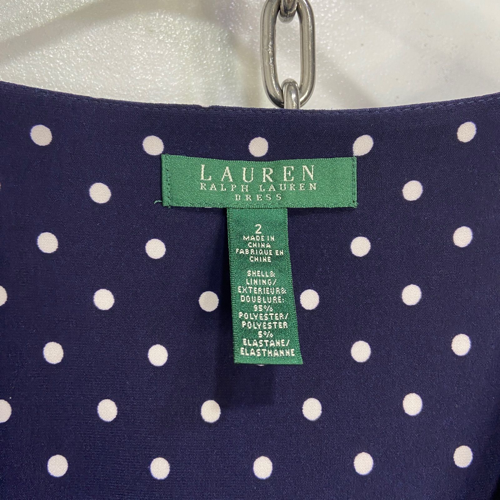 ☆RalphLauren☆ドット柄ワンピース☆前開きプリーツデザイン☆2