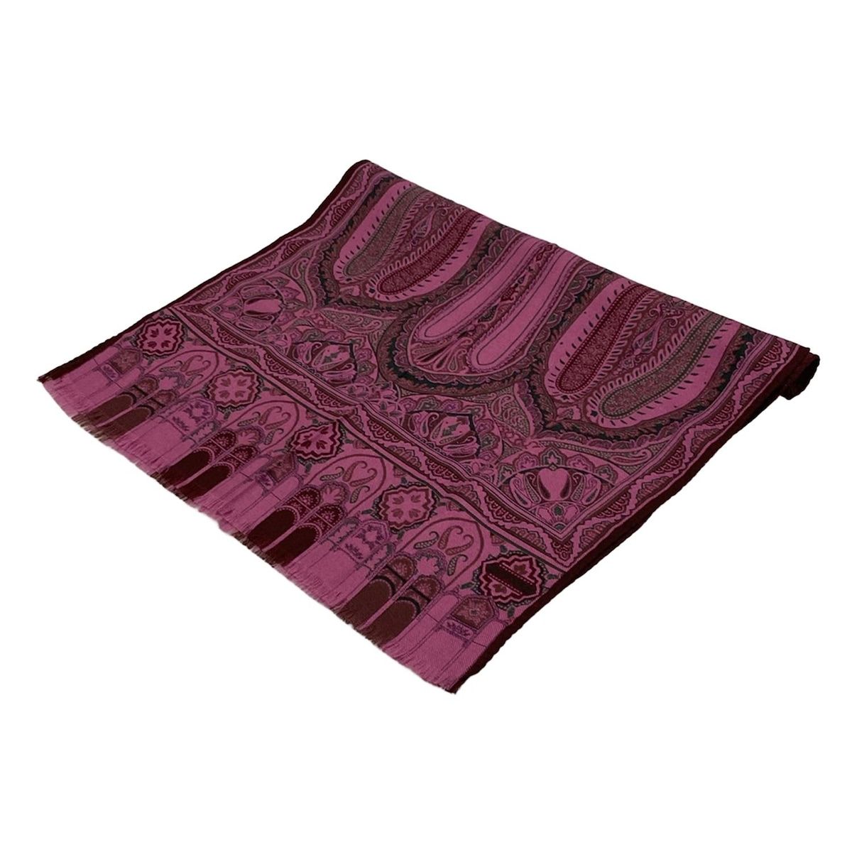 ETRO(エトロ) ストール(ショール)美品 - ピンク×ボルドー×黒  