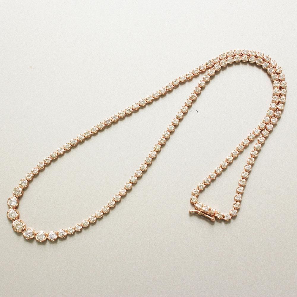 5ct ダイヤモンド K18 pg グラデーション テニスネックレス 鑑別