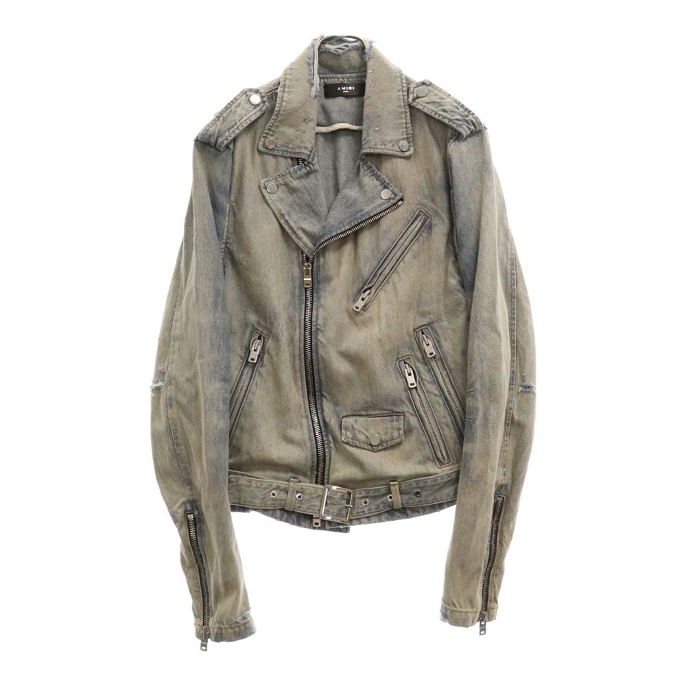 AMIRI (アミリ) Damage Denim Riders Jacket ダメージ加工 デニムライダースジャケット インディゴ