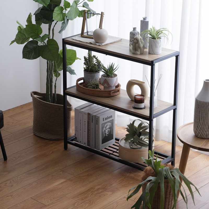 幅80cm】 Kyle アイアンラック3段