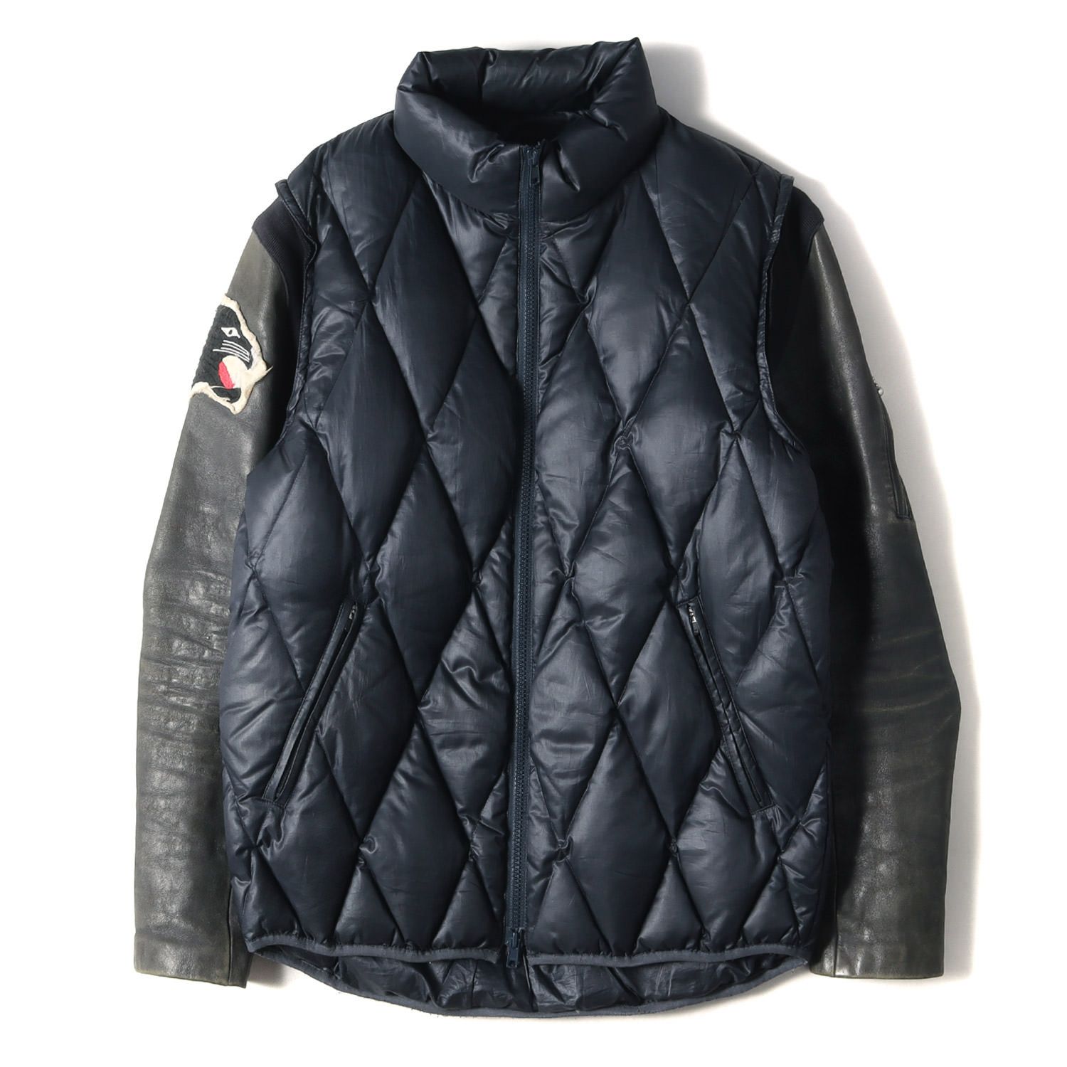 AFFA 袖レザー キルティング ダウンジャケット L undercover AFFA 袖