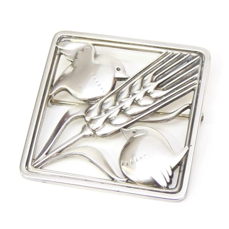 極美品  小鳥 麦 ブローチ #250 925 付属品完備 ジョージ・ジェンセン Georg Jensen ブローチ 麦と小鳥